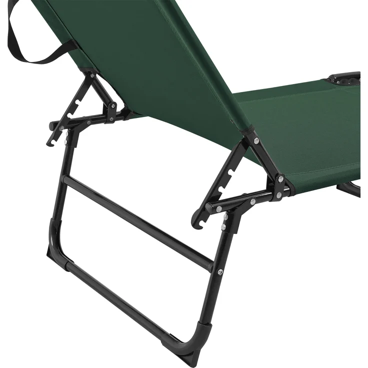 2er Set Sonnenliege Lomeda mit Sonnendach 187x53x27cm Dunkelgrün [casa. pro] – Bild 5