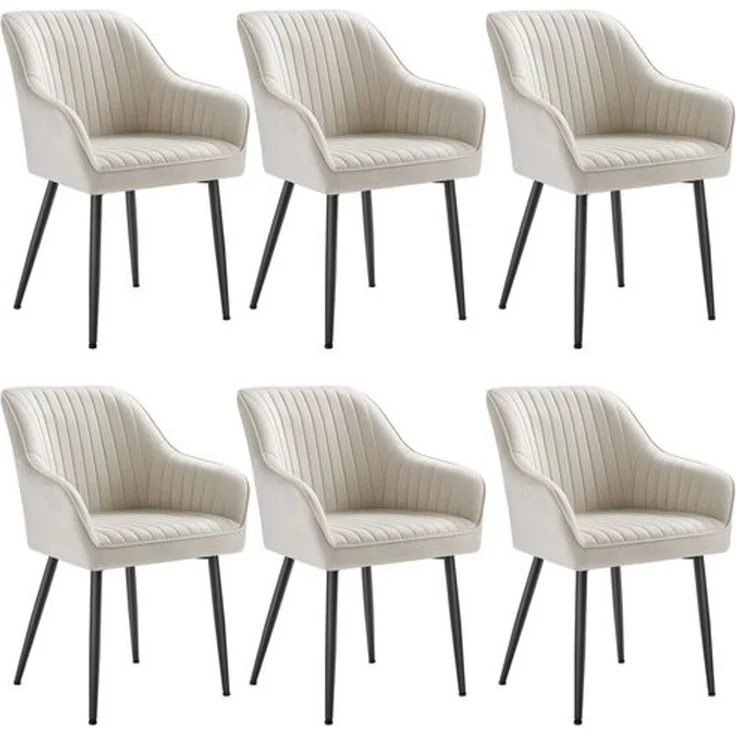 Songmics Esszimmerstuhl mit Armlehnen, 6er Set, Samt, 62,5 x 60 x 85 cm, Cappuccinobeige – Bild 1