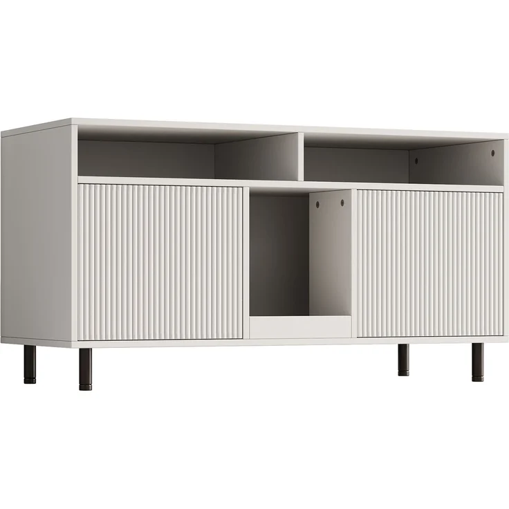 Katzentoiletten-Schrank/Katzenstreuwanne-Schrank mit Sandauffangmatte, Haustier-Schrank mit Ablage, Haustier-Sideboard/TV-Schrank, ohne Katzenstreuwanne, 120 x 50 x 66 cm, Weiß – Bild 10