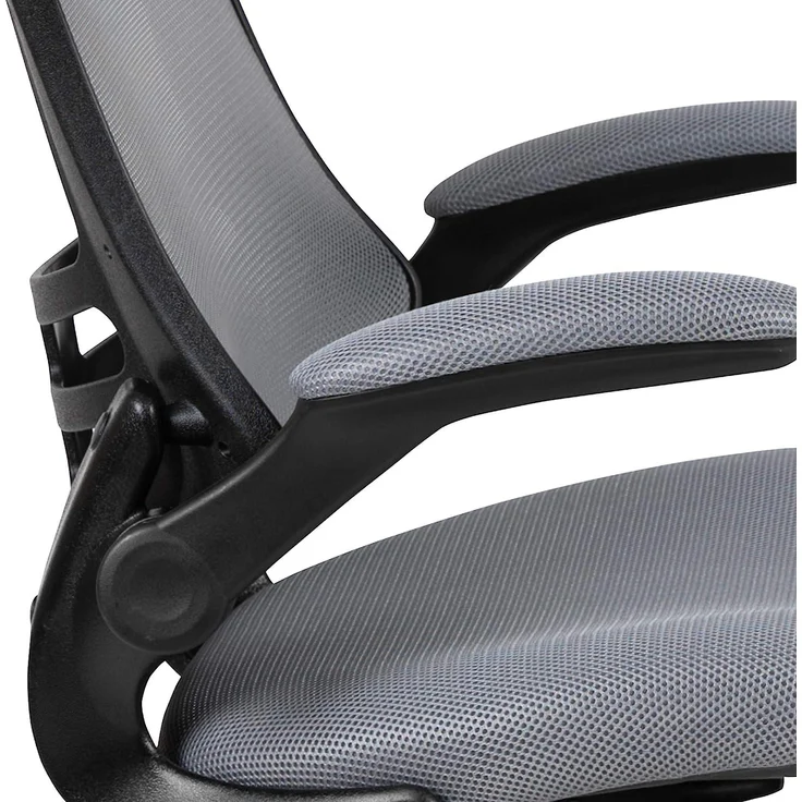 Flash Furniture Bürostuhl mit mittelhoher Rückenlehne – Ergonomischer Schreibtischstuhl mit hochklappbaren Armlehnen und Netzstoff – Perfekt für Home Office oder Büro – Dunkelgrau – Bild 11