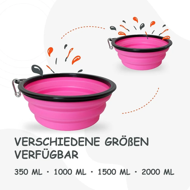 PETSATION Hundenapf faltbar (2x350 ml), Silikon rosa – Bild 6