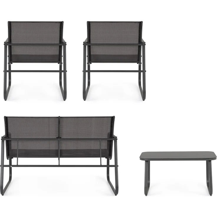 Garten-Set Gonzalo Metall und Textilene, modern und robust, anthrazit, 4-teilig für 3–4 Personen – Bild 8