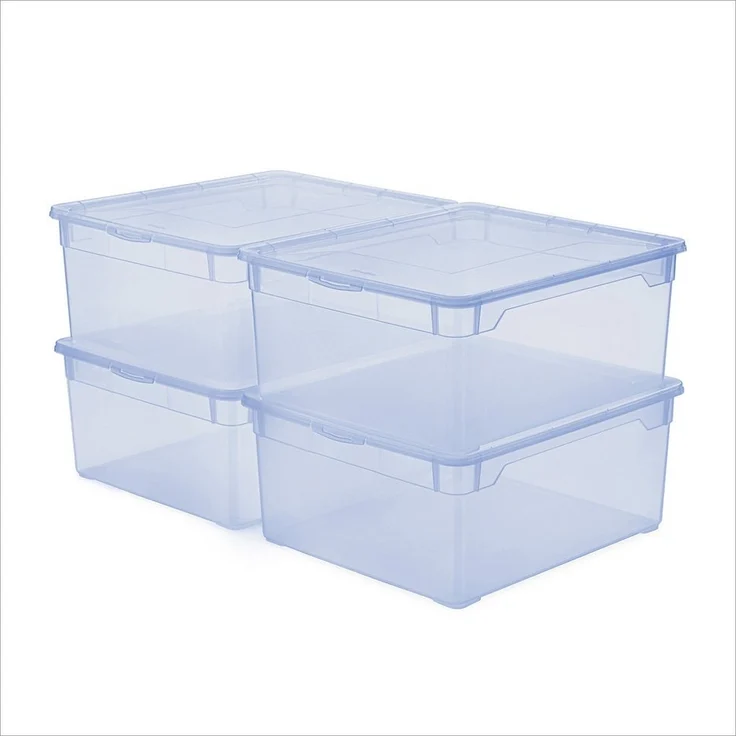 ROTHO Stapelbox Clear Box 18L Aufbewahrungsbox transparent stapelbar mit Deckel (4er-Set, 4 St, Stapelboxset) – Bild 1
