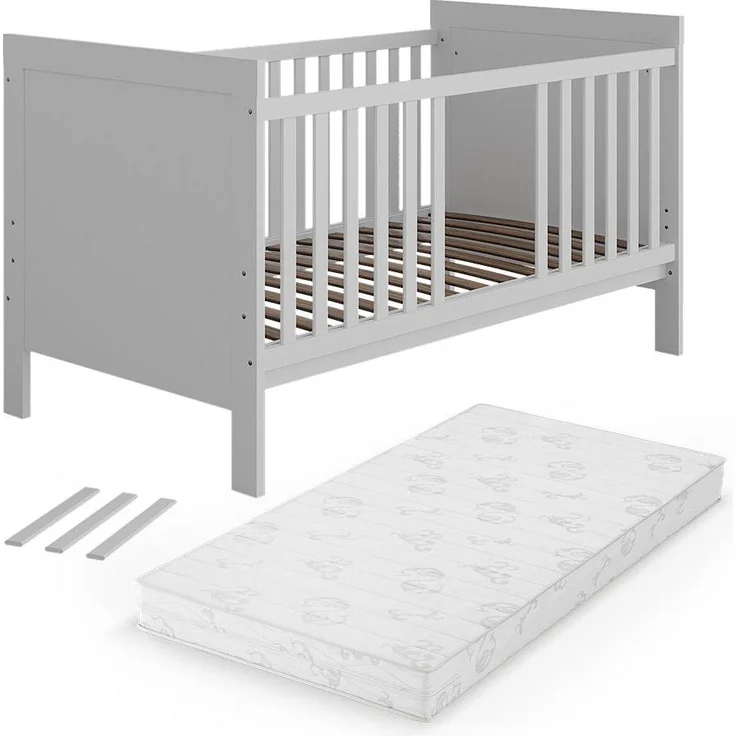 VitaliSpa Ajaton, Babybett mit Matratze und Rausfallschutz, weiß, 144.4 x 83 x 80.8 cm