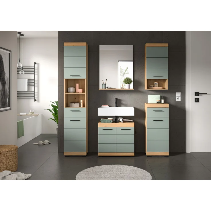 Xonox Scout Badkombination (B/H/T: 164x191x34 cm) in Salbei und Artisan Eiche Nachbildung – Bild 6