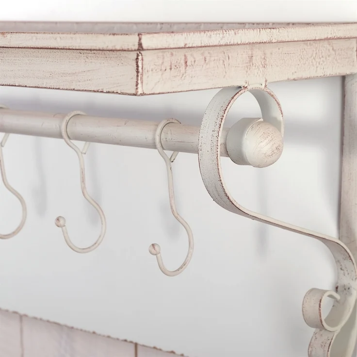 Wandgarderobe LILY 6 Haken, Hutablage antik-weiß – Bild 5