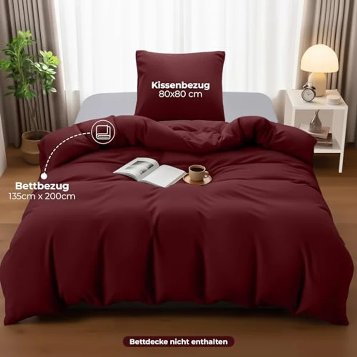 Utopia Bedding Bettwäsche 135x200 Set - Mikrofaser Bettbezug 135x200 cm + 1 Kissenbezug 80x80 cm - Burgund – Bild 5