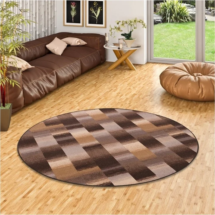 Snapstyle Designteppich Designer Velour Teppich Mystic Karo Rund, Rund, Höhe: 6 mm – Bild 4
