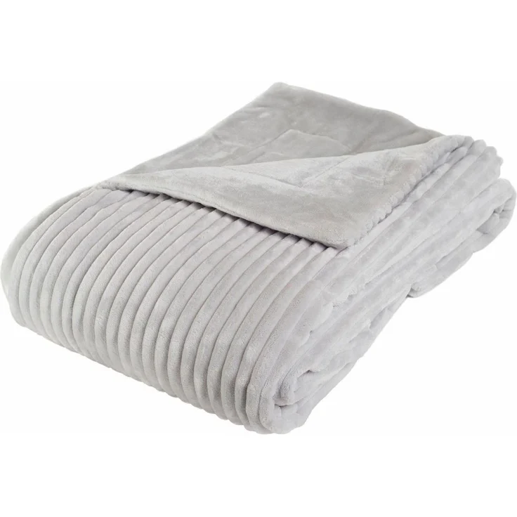 Gözze Wohndecke, kuschelweich, 1620g/Stück, Cord Optik, Polyester, Silber, 150x200 cm – Bild 1