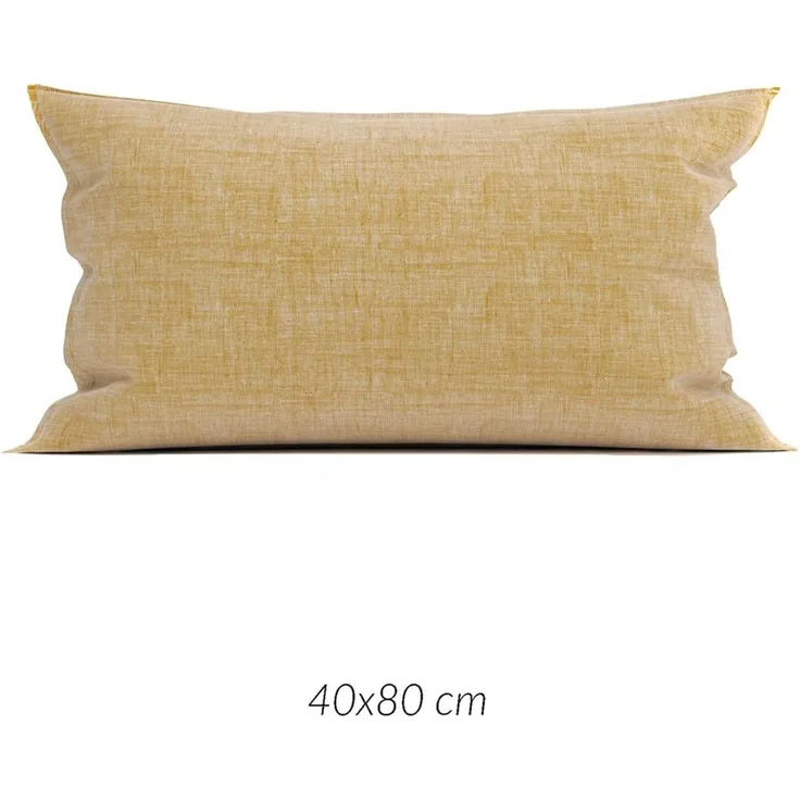 2 Stück Zo! Home Cotton Kissenbezüge 40x80 Lino Ochre Yellow ocker meliert uni