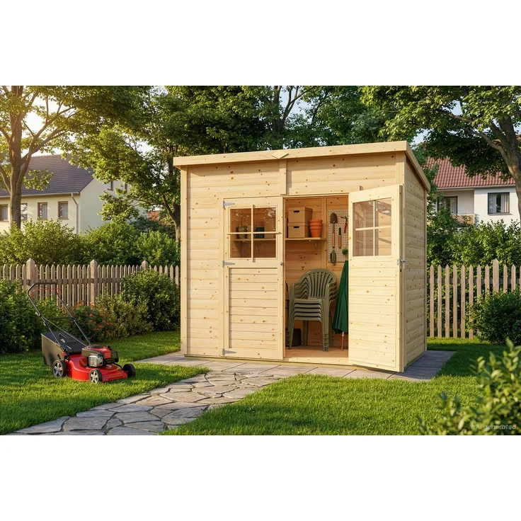 Alpholz Gerätehaus Alster Gerätehaus aus Holz Geräteschrank mit 19 mm Wandstärke Gartenhaus mit Montagematerial – Bild 1