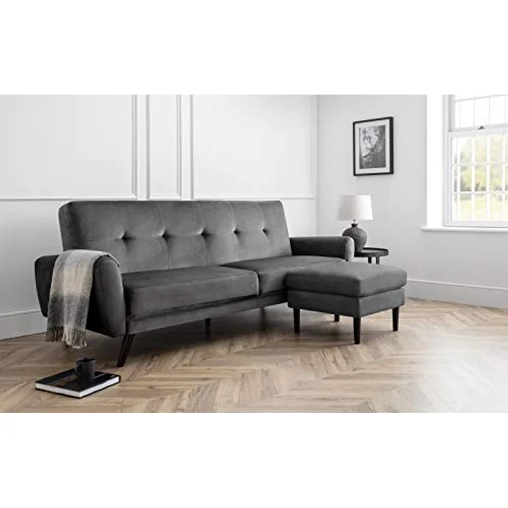 Julian Bowen Monza Sofabett aus dunkelgrauem Samt – Bild 12