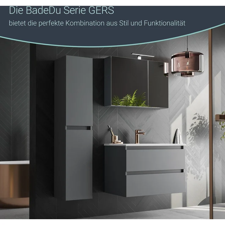 BADEDU GERS Hochschrank 30 cm breit, Grau – Bild 3