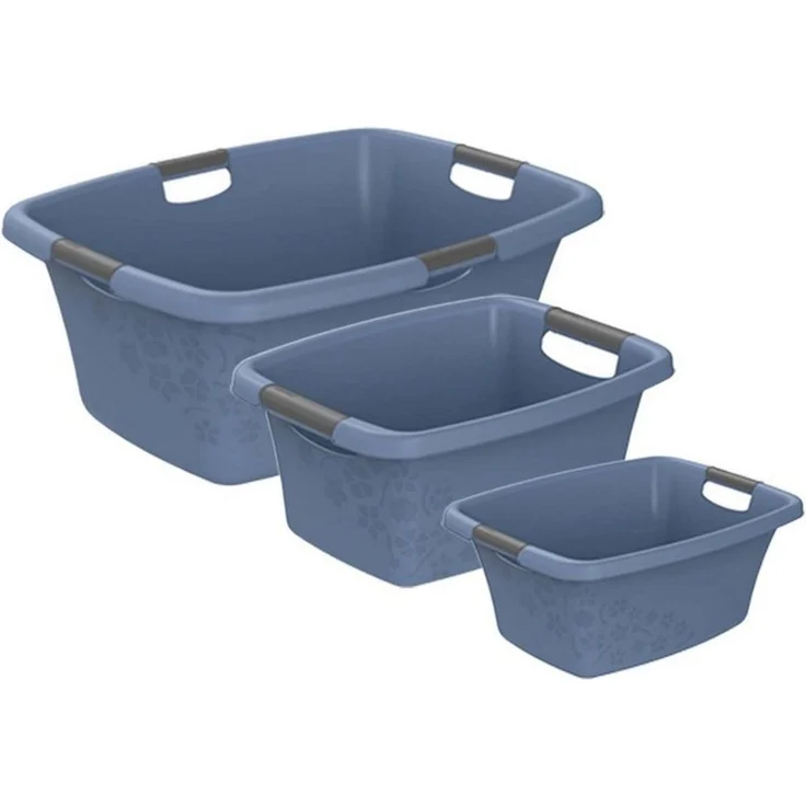 ROTHO Wäschewanne Flowers Wäschekorbset 3 tlg. 12l 25l 50l, Kunststoff (PP) BPA-frei (Wäschewannenset, Set 3-tlg), belastbare Tragegriffe – Bild 5