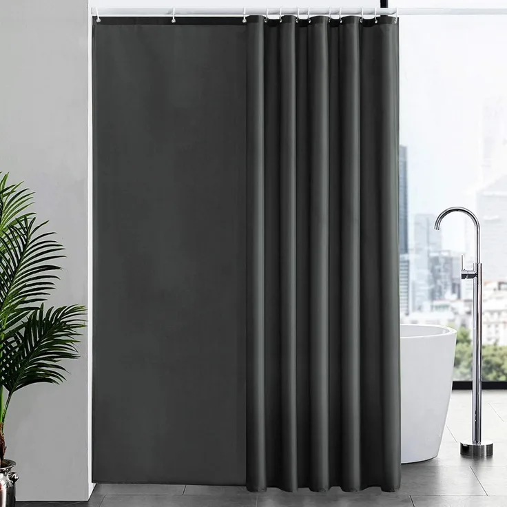 Furlinic Badvorhang Duschvorhang 200x240cm Dunkelgrau Wasserdicht mit 12 Haken