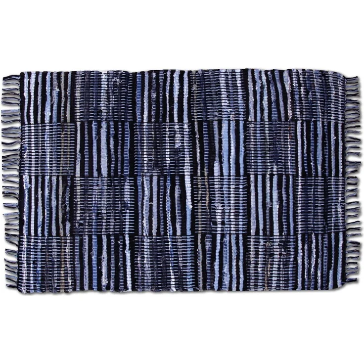 Teppich Läufer Matte Unterlage Vorleger Fußabtreter, breite Auswahl an modernen Fleckerl- und Baumwollteppichen (120x180cm / Jeans Check) – Bild 8