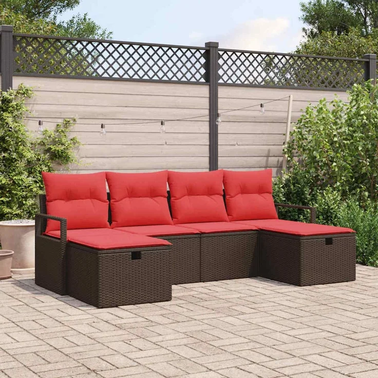 vidaXL Sofa Set mit Kissen 5 pcs Poly-Rattan 3360555 – Bild 1