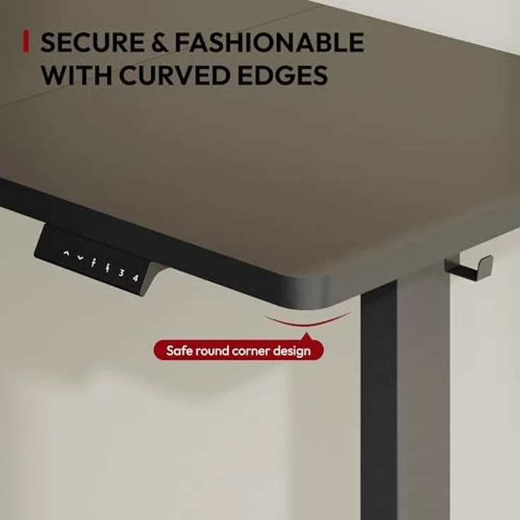 SANODESK Höhenverstellbarer Schreibtisch mit VOLLSTÄNDIGER TISCHPLATTE, 4 Zubehörteilen (Becherhalter, Haken, Aufbewahrungsbox, Kabelmanagement), ergonomisch für Büro und Homeoffice, Schwarz, 110x54CM – Bild 6