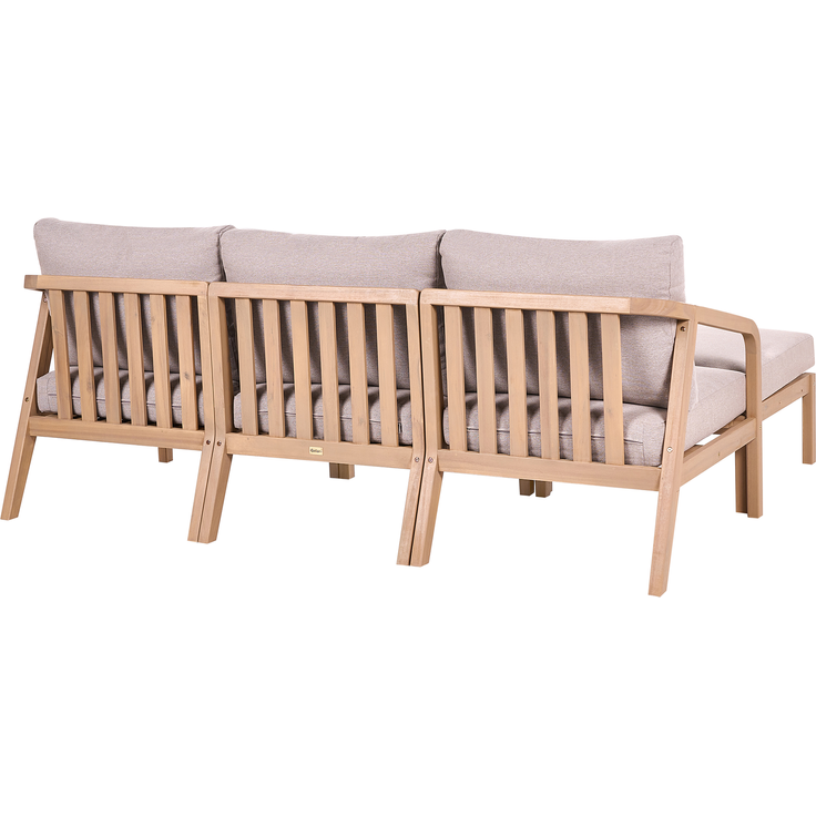 Gartensofa Set 3-Sitzer RIVELLO mit Ottomane Akazienholz Hellbraun – Bild 5