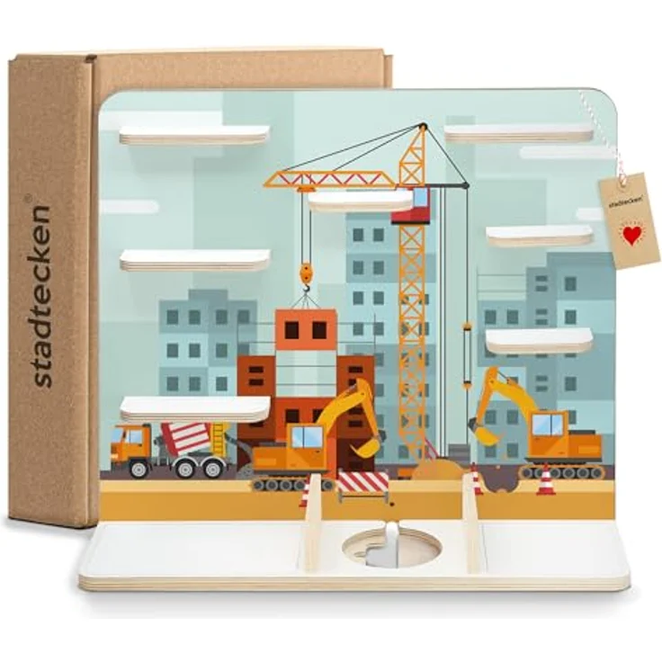 stadtecken egal für Tonies & Toniebox – Musikbox Wandregal aus 10mm Holz – Platz für 35-50 Figuren mit Magnetfunktion – Handgefertigt – Zum Aufstellen oder Aufhängen (Baustelle, Groß) – Bild 7