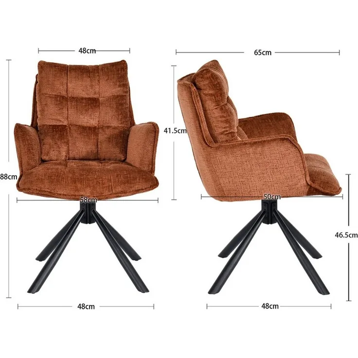Duhome Esszimmerstuhl (8610A), 360° drehbar, Automatische Rückstellfunktion, Chenille-Stoff