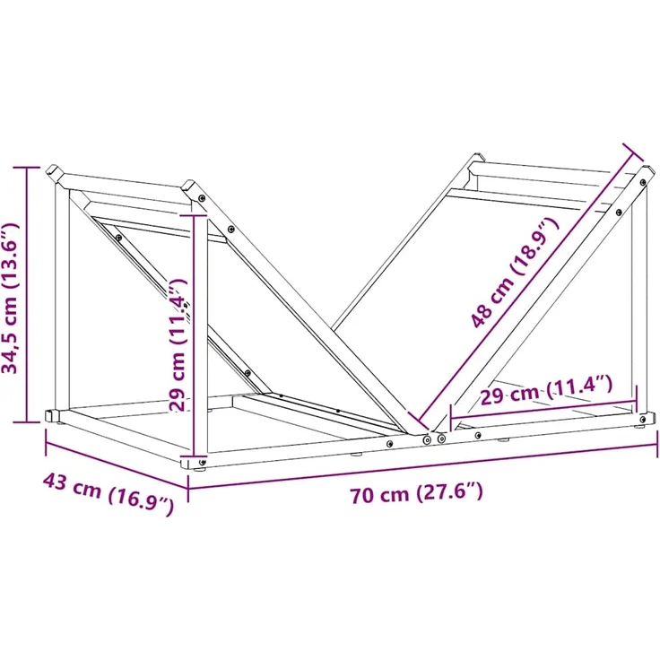 vidaXL Brennholzregal Anthrazit 70x43x34,5 cm Kaltgewalzter Stahl 864175 – Bild 10