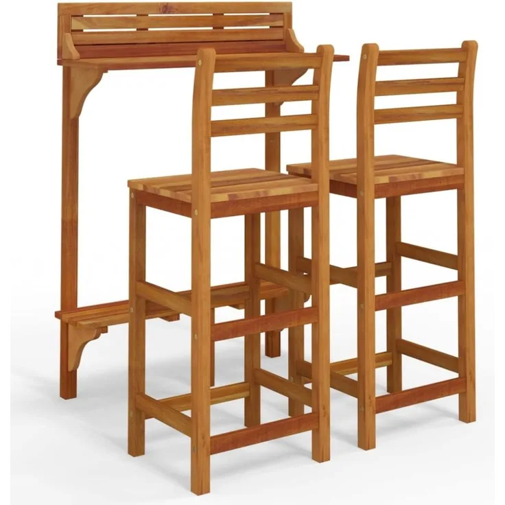 vidaXL 3-tlg. Balkonbar-Set Massivholz Akazie 3116002