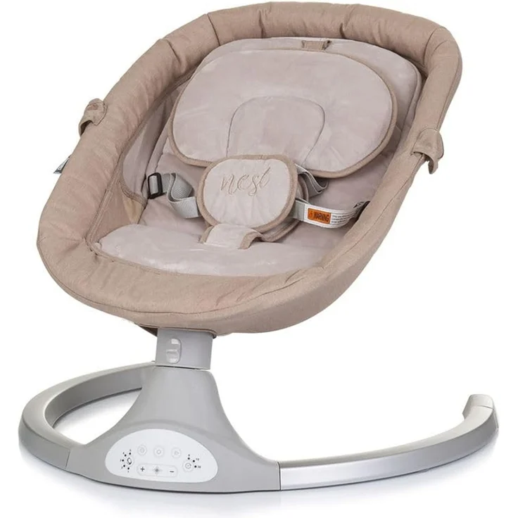 Chipolino Babywippe Nest Musik, Fernbedienung, Kissen, Gurt, Timer, Plüschtiere beige – Bild 4