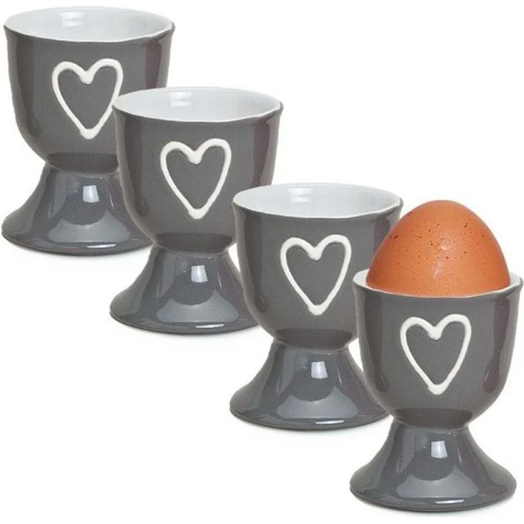 matches21 HOME & HOBBY Eierbecher, (4-tlg), Runde Keramik Ei-Halter als lustige Frühstücks-Eier Tisch-Deko – Bild 4