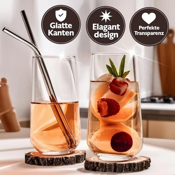 KONZEPT Gläser-Set Premium Gläser Set 12 Teilig, Wassergläser Spülmaschinenfes, 12-tlg, 6er Longdrinkgläser 480ml und 6 er Trinkgläser 310ml – Bild 6