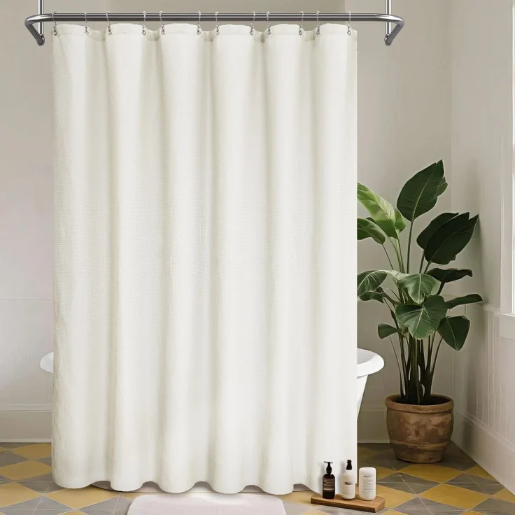 Waffelmuster Dusche Vorhang – Stoff Diamant Muster, Hotel Luxus, Pflicht, wasserabweisend, SPA – Pique, 177,8x182,9 cm für dekorative Badezimmer Vorhänge 70x72 beige