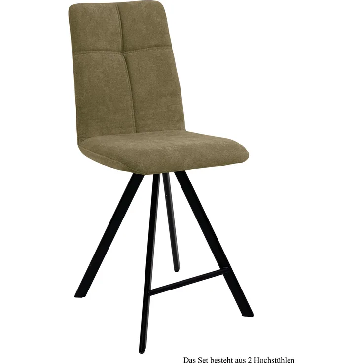 Thekenstuhl drehbar (2er-Set) Drucill 47x109x60 Schwarz/Olivgrün