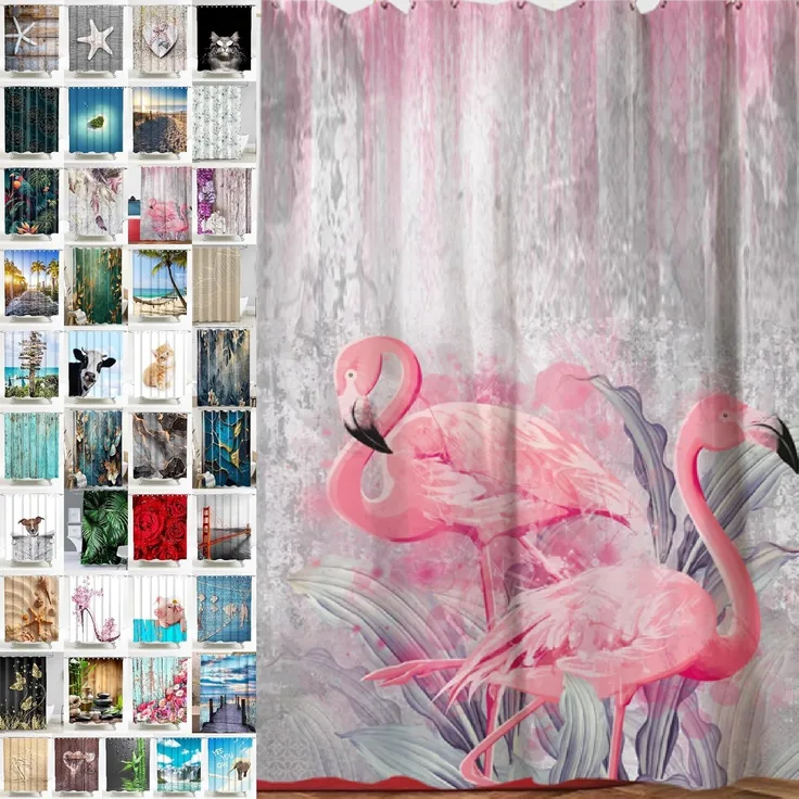 Sanilo Duschvorhang Flamingo 180 x 200 cm, 100% wasserdicht, Anti-Schimmel-Effekt, hochwertige Qualität