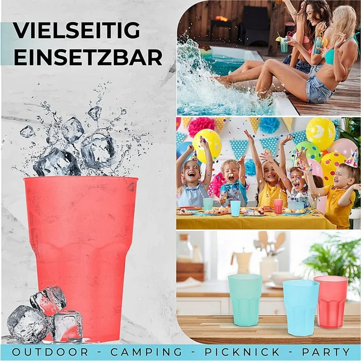 astor24 Kinderbecher 12er Set Trinkbecher 480 ml Kunststoff Cocktail Kinderbecher XXL, 6-tlg, Mehrwegbecher Unzerbrechlich – Bild 4