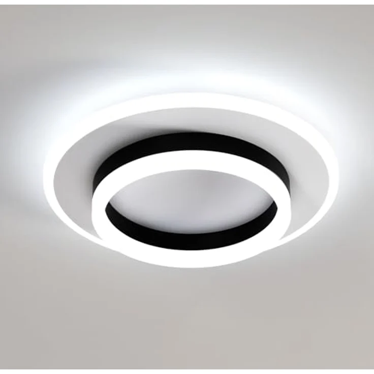 Goeco LED Deckenleuchte Runde, 28W Ø 30 cm Modern Deckenlampe Innen 6500K Kaltweißes Licht, LED Lampen Deckenbeleuchtung aus Acryl für Schlafzimmer, Wohnzimmer, Flur, Schwarz + Weiß – Bild 1