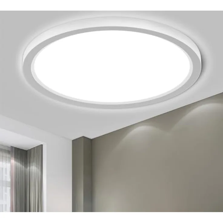 LQWELL® Deckenleuchte LED Deckenlampe, IP44 Wasserfest Badlampe Rund Flach 50W 6000K 5500LM Modern Schlicht Lampe Dünn für Wohnzimmer Badezimmer Schlafzimmer Küche Balkon Keller, 600 * 25mm