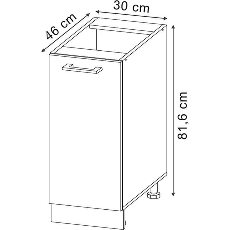 Apothekerschrank R-Line Schwarz Hochglanz 30 cm ohne Arbeitsplatte Vicco – Bild 3