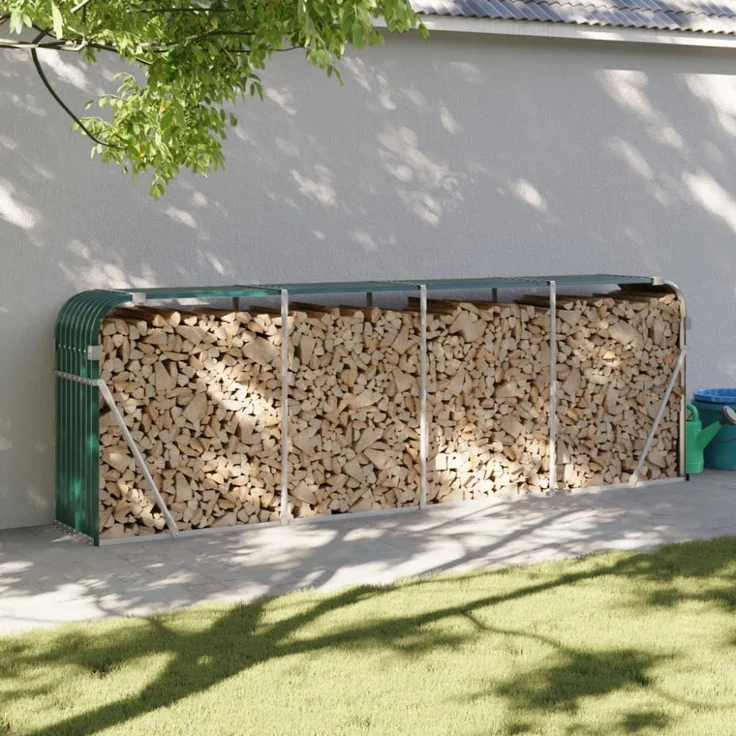 vidaXL Holzkorb Grün 300 x 45 x 100 cm Verzinkter Stahl 364546 – Bild 1