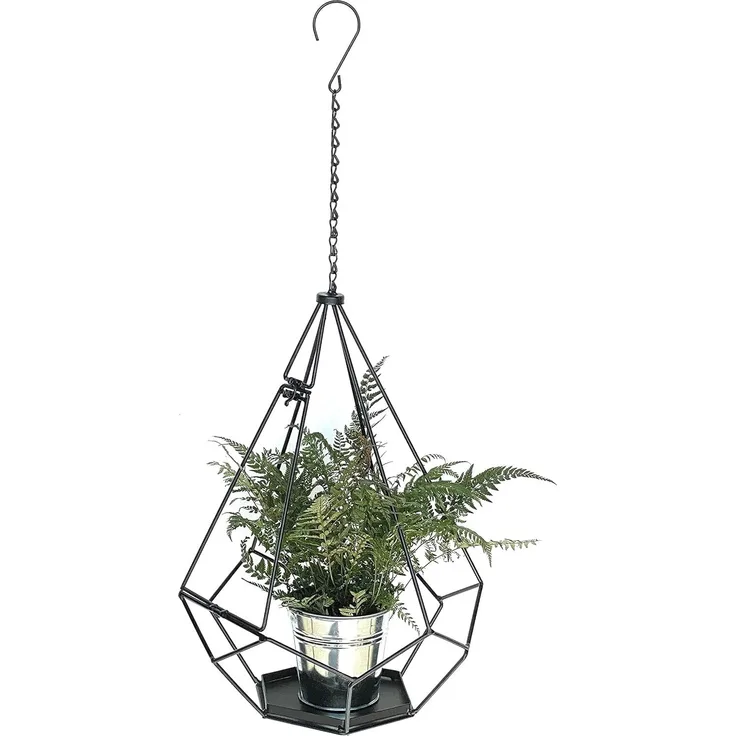 DanDiBo Blumenampel Innen Metall Wand Hängepflanzen 82 cm 96075 L mit Tür 6 Ecken Pflanzenhänger Blumenhänger Topfhänger Blumen Blumentopfhänger Hängetopf