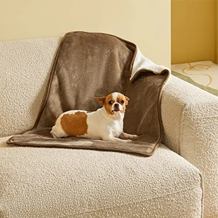 Lesure wasserdichte Hundedecke kleine Hunde - 80x60 cm Outdoor Hundedecke waschbar, Hundedecke Sofaschutz aus Sherpa Fleece, Katzendecke flauschig und weich, Kamel – Bild 7
