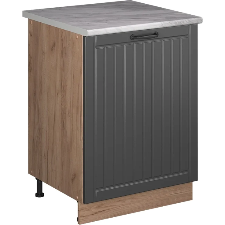 Küchenunterschrank Fame-Line Dunkelgrau/Goldkraft Eiche 60 cm 1 Tür mit Arbeitsplatte Vicco – Bild 1