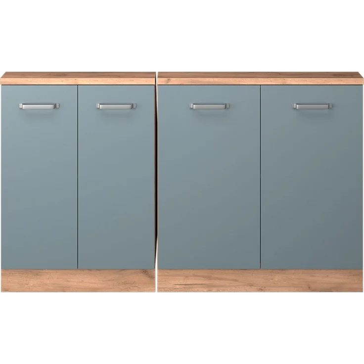 Küchenschrank für Dachschrägen R-Line Blau-Grau 140 cm 2er Set Vicco – Bild 4