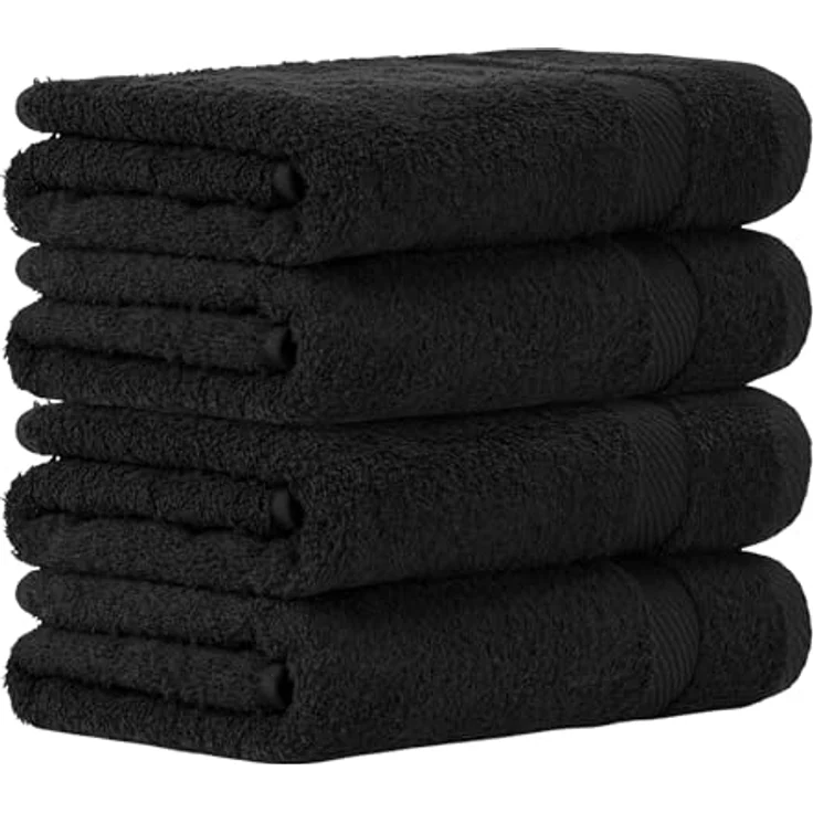 Luckytowel Handtücher Set 50x100 cm – Oeko-TEX Frottee Handtücher mit 600 g/m², flauschig & saugstark, 4er Pack Schwarz – Bild 1