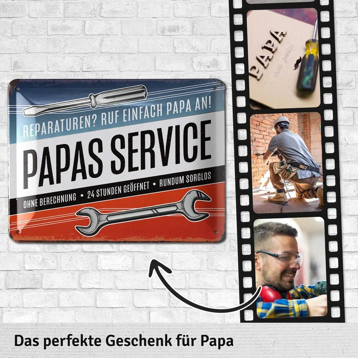 LANOLU Blechschild Papas Service - 15x20cm – Metall – Mehrfarbig – 15104 – Bild 3