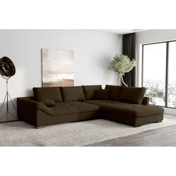 99rooms Terra Ecksofa Velours KRONOS Schokolade Rechts ohne Schlaffunktion – Bild 5