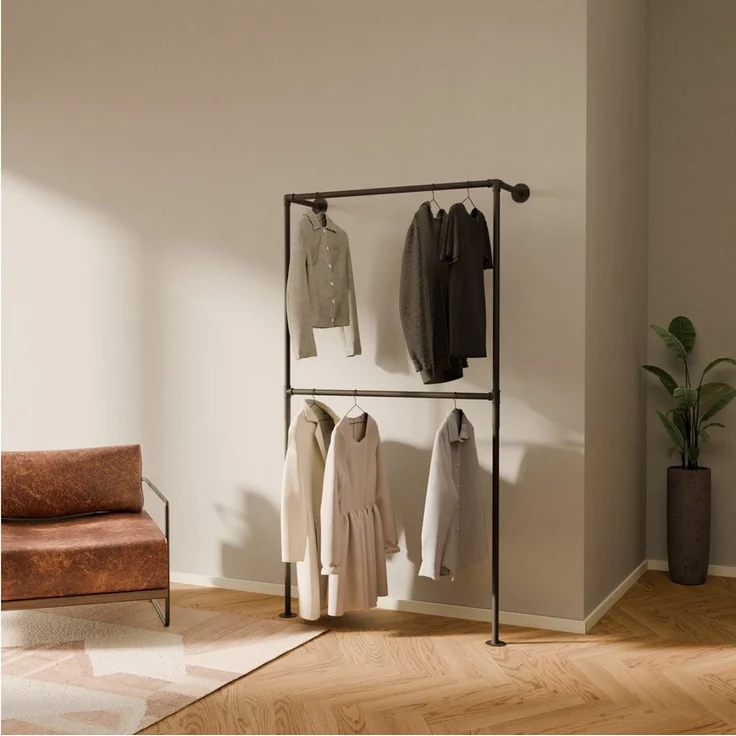 pamo. design Kleiderständer TIM DOUBLE Industrial Kleiderstange zur Wandmontage, (Set, 1) – Bild 1