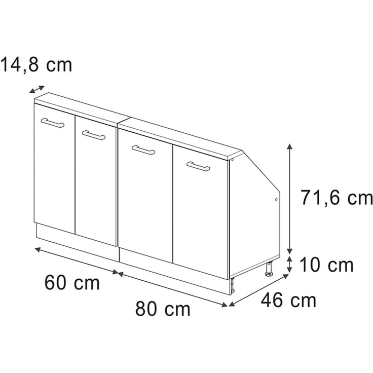 Dachschrägenschrank-Set Rion Sonoma/Goldkraft Eiche 2er Set Vicco – Bild 3