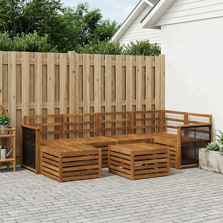 vidaXL Outdoor-Sofagarnitur 7 stk. 5-Sitzer Natur Massivholz Akazie 3384590 – Bild 1