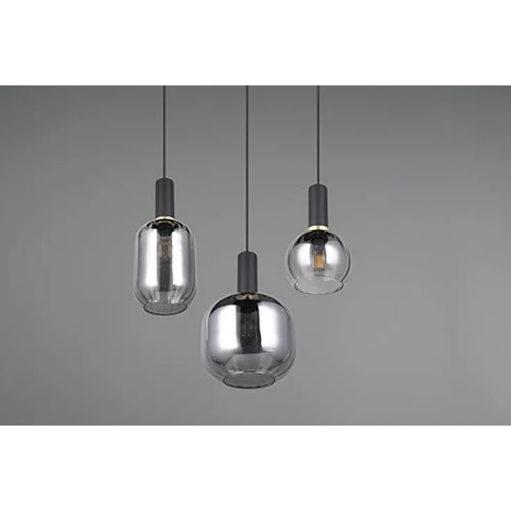 Trio Leuchten Hängeleuchte, Schwarz-Chrom, Pendelleuchte aus Metall und Glas, 150 cm – Bild 8