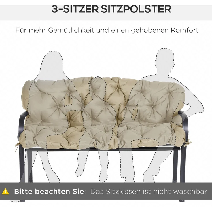 Outsunny Bankauflage, Polyester, Schaumstoff, Khaki, 98L x 150B x 8T cm – Bild 7